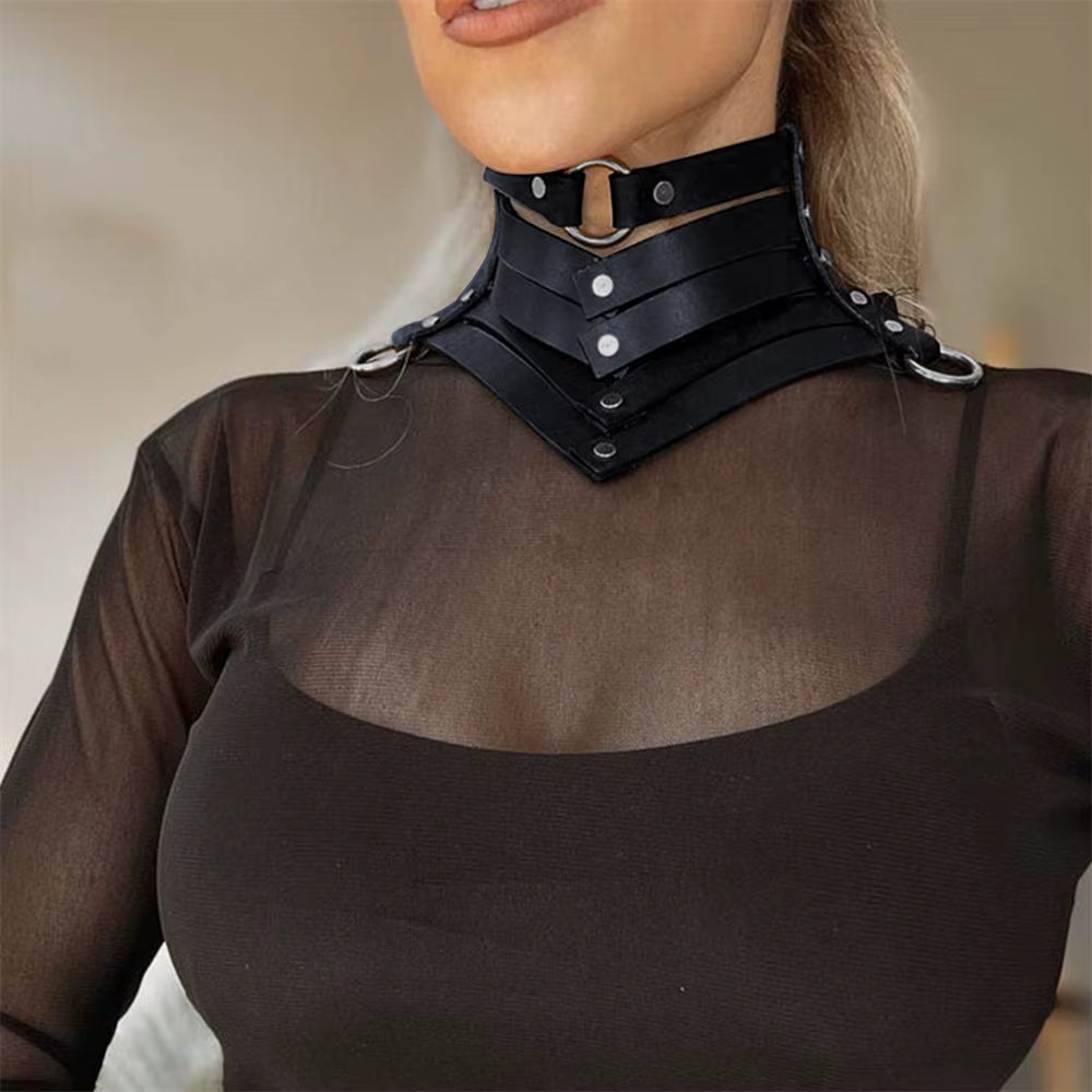 Black Sexy Trendy Rock Gothic Collar Necklaces Jewelry Gothic Leather Belt Rivets Harajuku Punk Choker Necklace for Women Gift