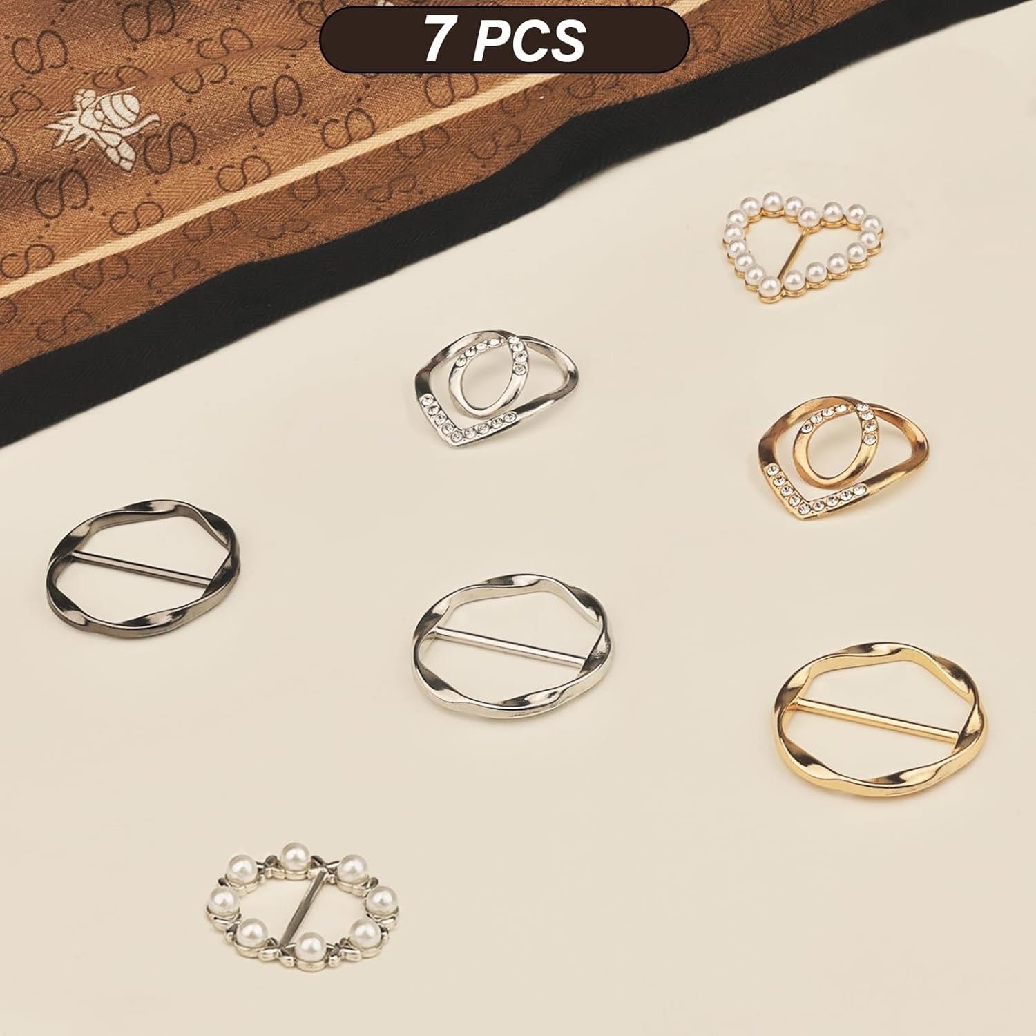 7PCS Premium Scarf Ring Clip, Cute T-Shirt Clips for Women Clothing, 4...