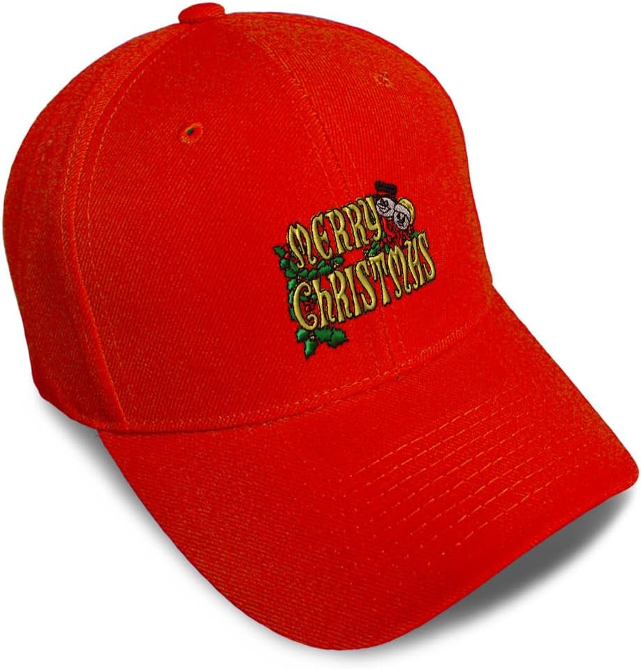 Baseball Caps for Men & Women Embroidered Merry Christmas a Embroidery Ladies & Men Baseball Hats Acrylic