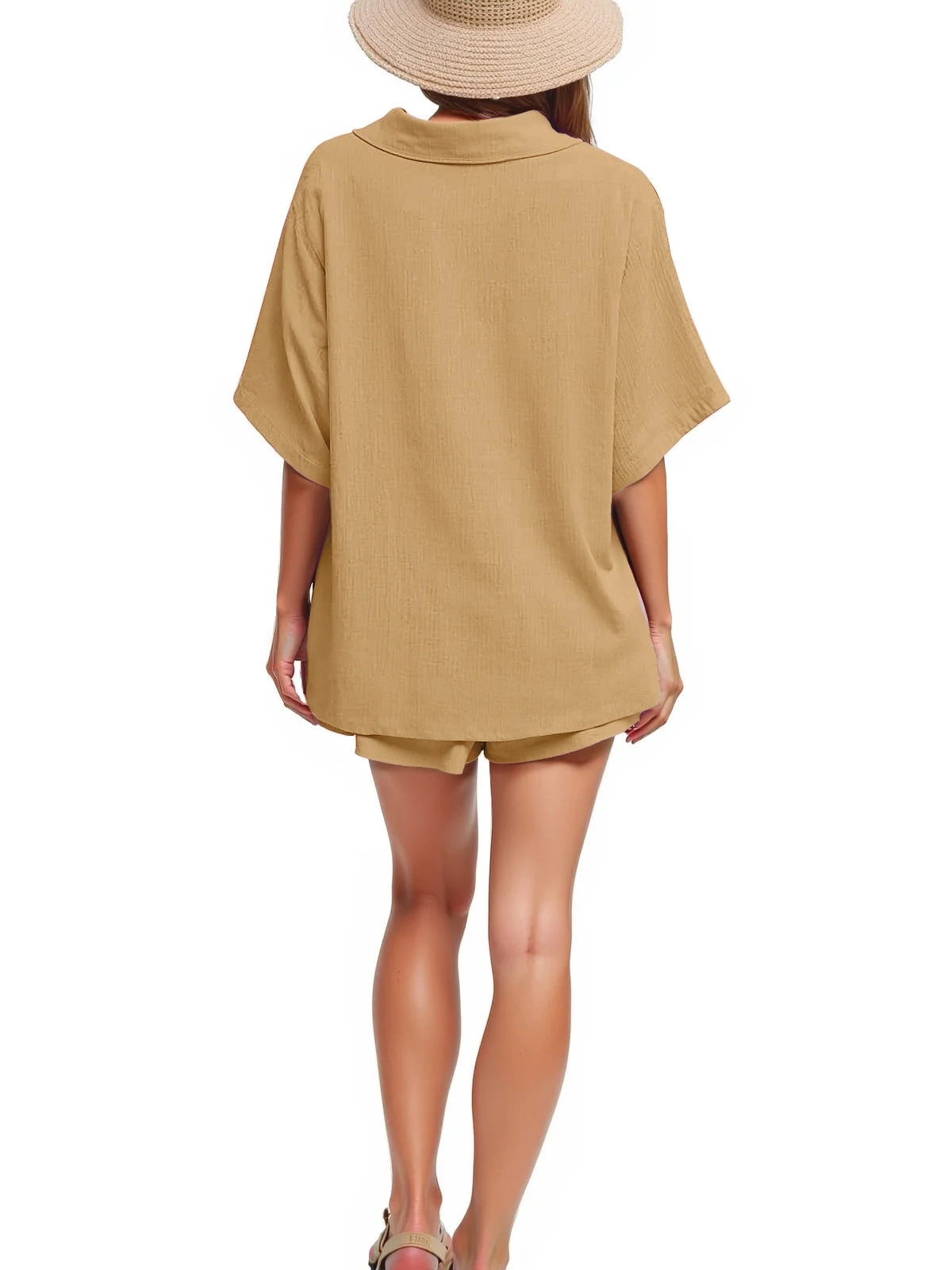 2 Piece Womens Outfit Sets Button down Shirts and Shorts Casual Lounge Sets Short Sleeve Pajamas Sets Summer Loungewear