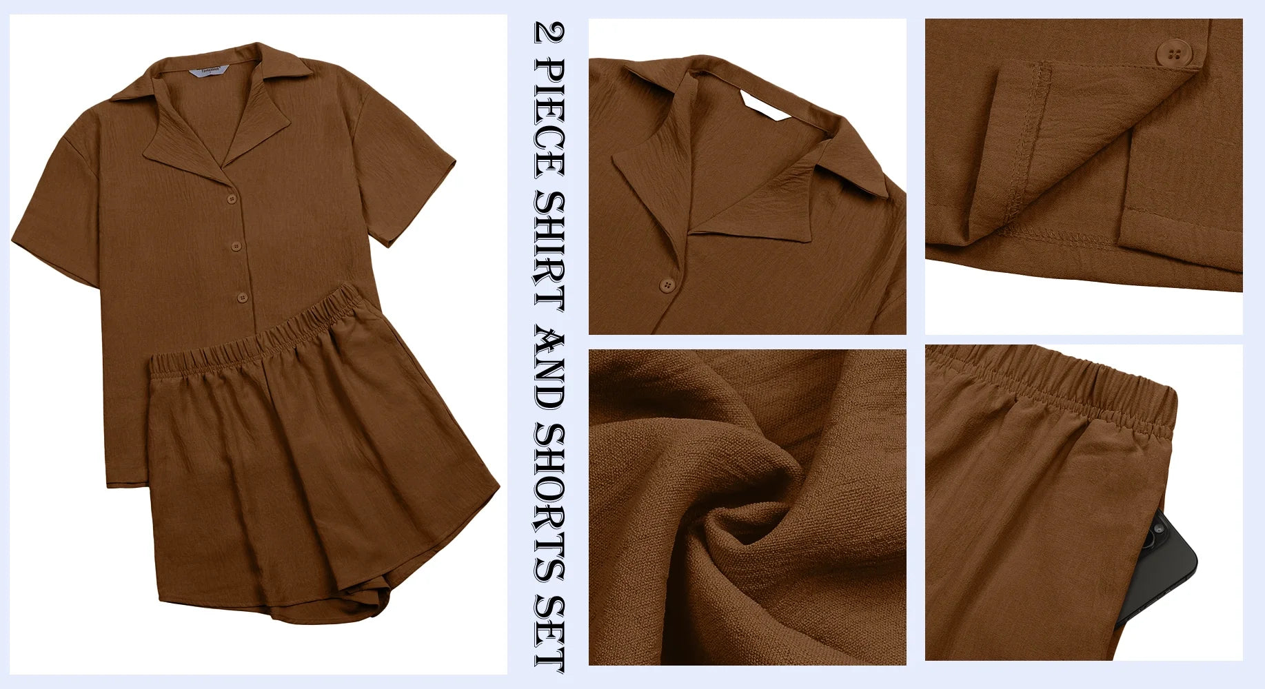 2 Piece Womens Outfit Sets Button down Shirts and Shorts Casual Lounge Sets Short Sleeve Pajamas Sets Summer Loungewear