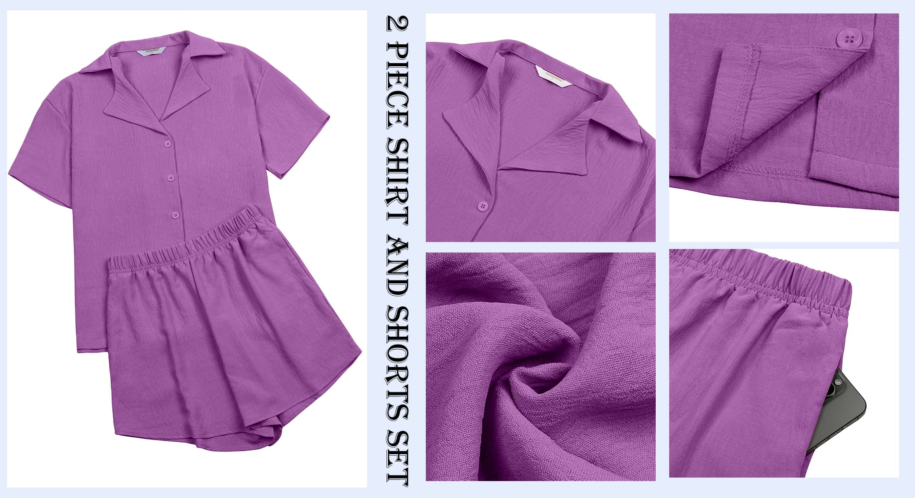 2 Piece Womens Outfit Sets Button down Shirts and Shorts Casual Lounge Sets Short Sleeve Pajamas Sets Summer Loungewear