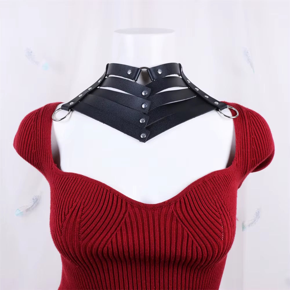 Black Sexy Trendy Rock Gothic Collar Necklaces Jewelry Gothic Leather Belt Rivets Harajuku Punk Choker Necklace for Women Gift