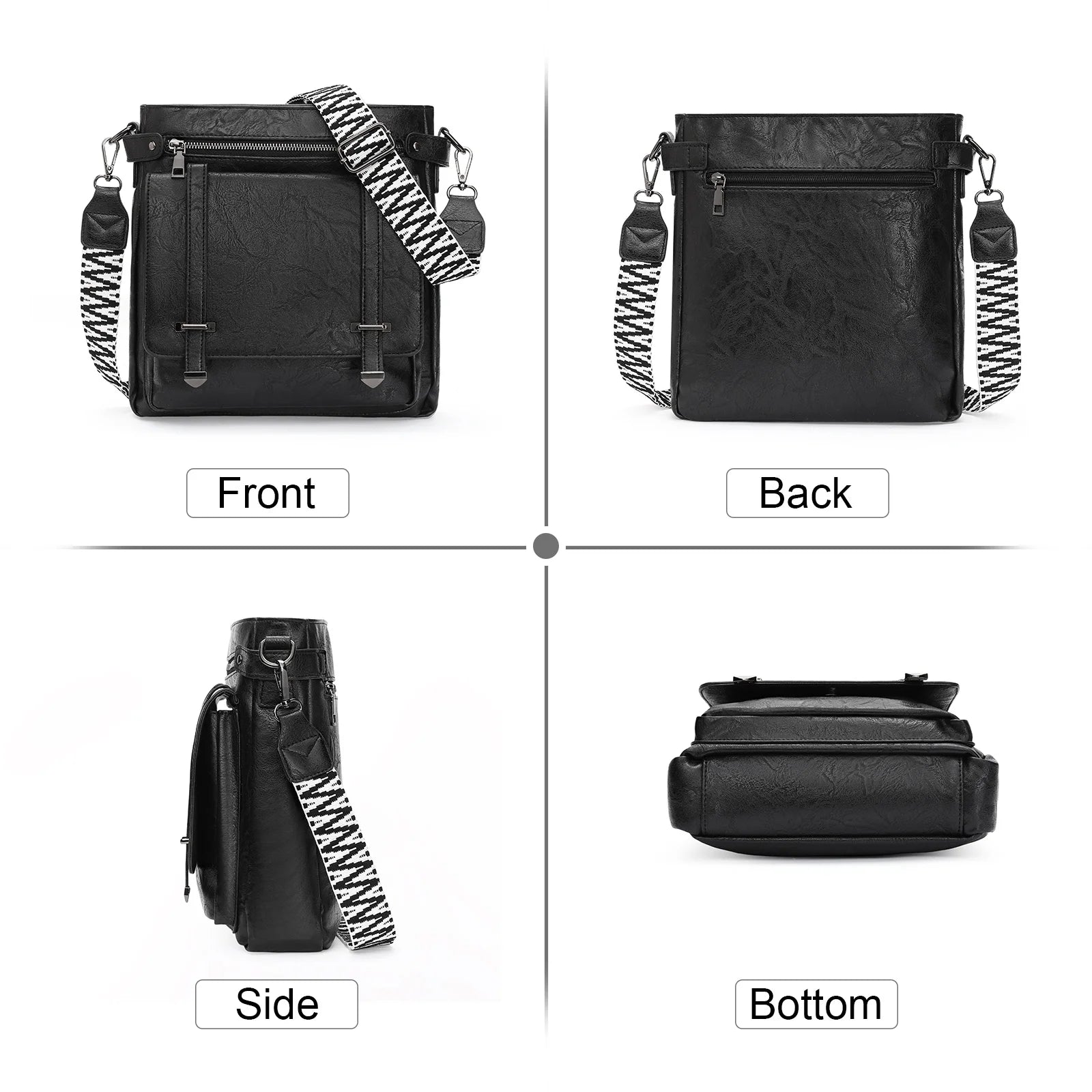 Crossbody Bags for Women Multi Pocket Vegan Leather Shoulder Handbags Travel Purse with Adjustable Strap