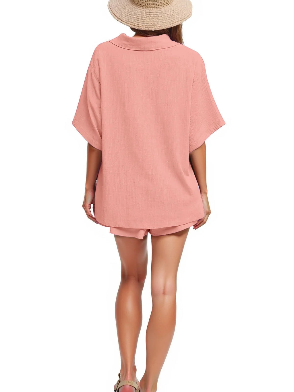 2 Piece Womens Outfit Sets Button down Shirts and Shorts Casual Lounge Sets Short Sleeve Pajamas Sets Summer Loungewear