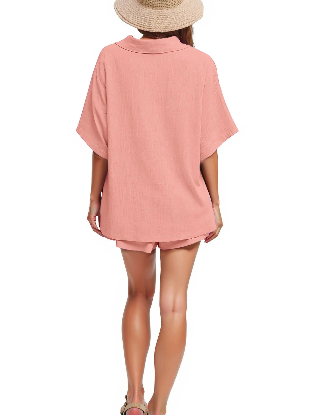 2 Piece Womens Outfit Sets Button down Shirts and Shorts Casual Lounge Sets Short Sleeve Pajamas Sets Summer Loungewear