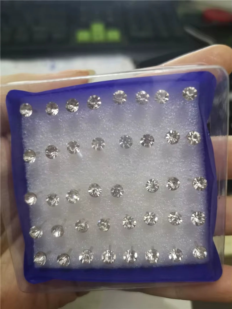 20 Pairs/Set Colorful Crystal Stud Earrings Set for Women Jewelry Rhinestones Piercing Earrings Kit Pack Lots Bijouteria Brincos